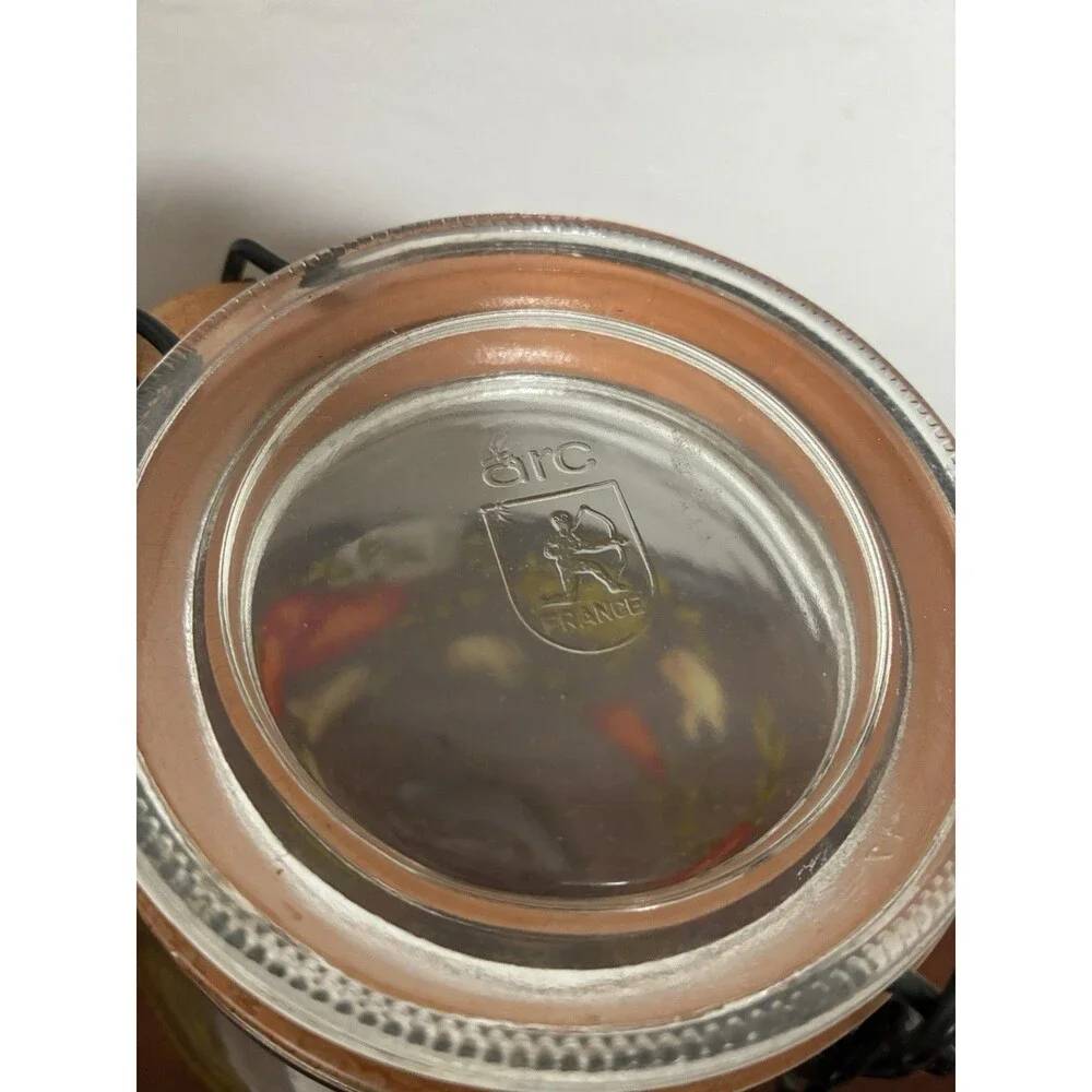 Vintage Glass Jar Canister Hinged Lid 2L Spice of Life Mushroom Vegetable France